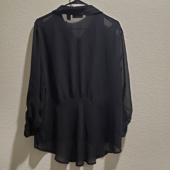 Chico's Semi Sheer Gold Accent Blouse - Picture 4 of 4